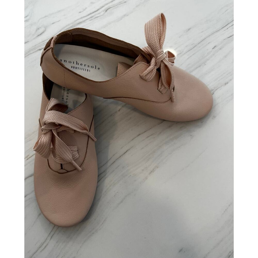 Anothersole Pink Stella Lace-Up Leather Flat US 9 NWOT Feminine and Flirty! - Picture 3 of 9
